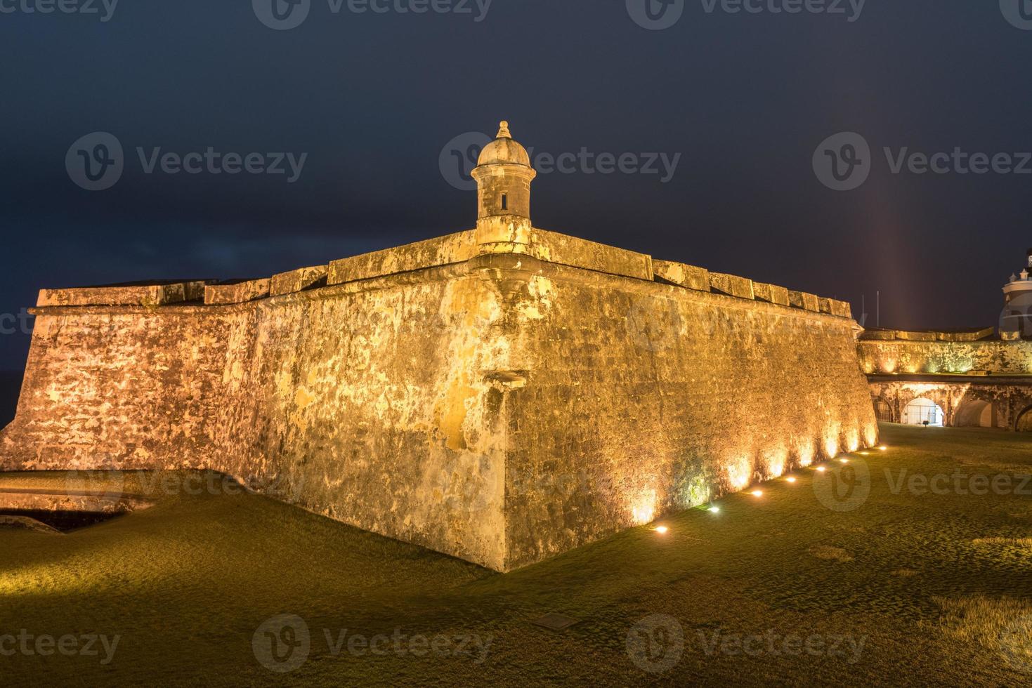 Castillo San Felipe del Morro also known as Fort San Felipe del Morro or Morro Castle at dusk. It is a 16th-century citadel located in San Juan, Puerto Rico. photo