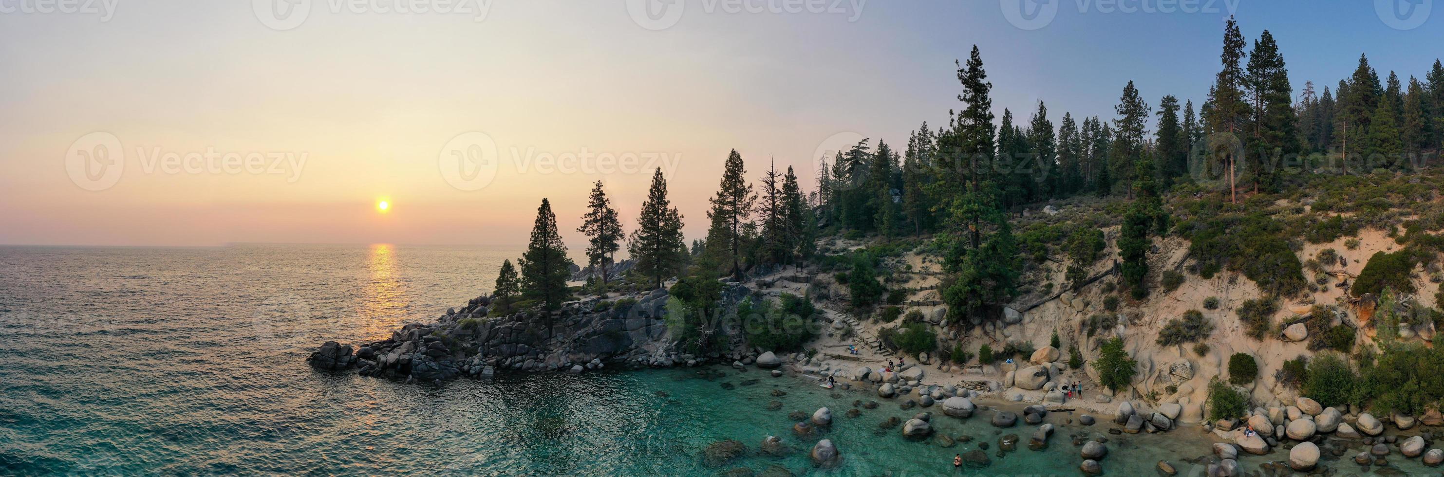 Secret Cove along Lake Tahoe in Nevada. Secret Cove is one of a series of beaches located along Highway 28 on the remote east shore of Lake Tahoe. photo