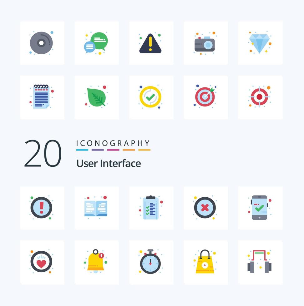 20 User Interface Flat Color icon Pack like mobile access approved checklist user delete vector