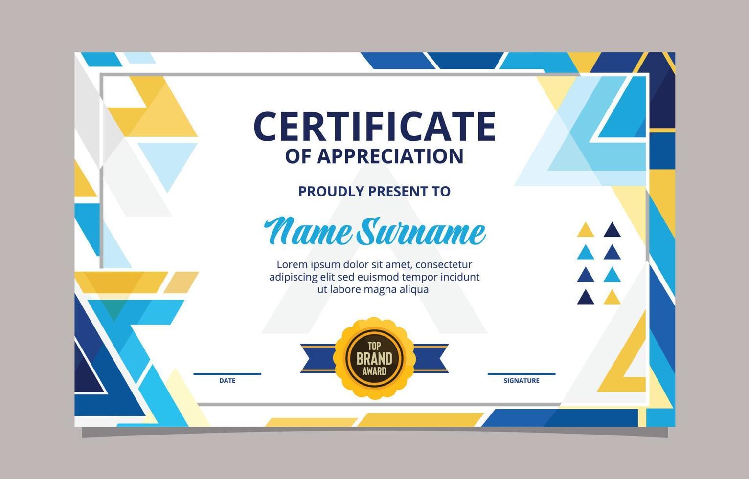 Flat Modern Certificate Template Design vector