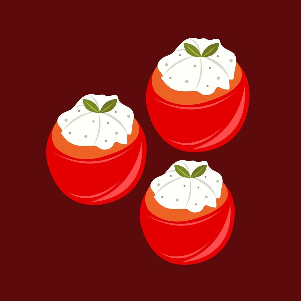 Ilustración de vector de tomates cherry rellenos para diseño gráfico y elemento decorativo