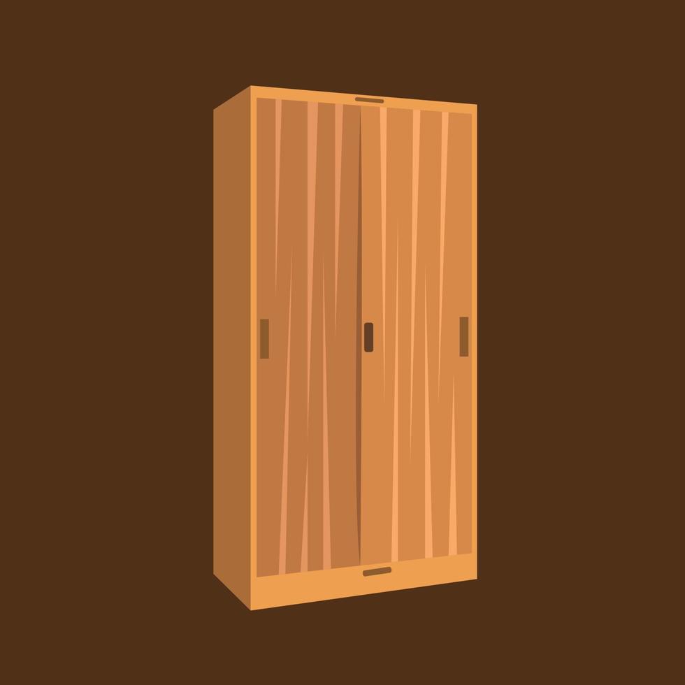 Ilustración de vector de armario de dormitorio de madera para diseño gráfico y elemento decorativo