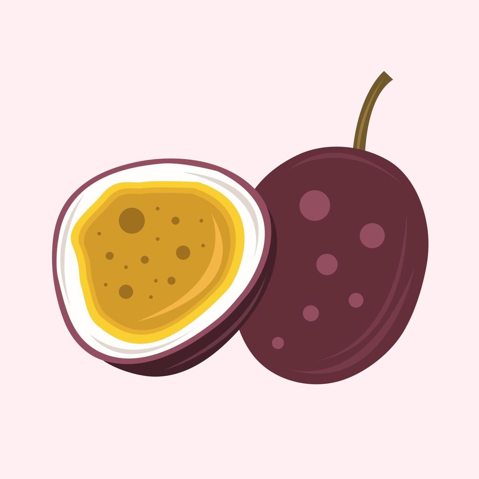 Fresh passion fruit vector illustration for graphic design and decorative element