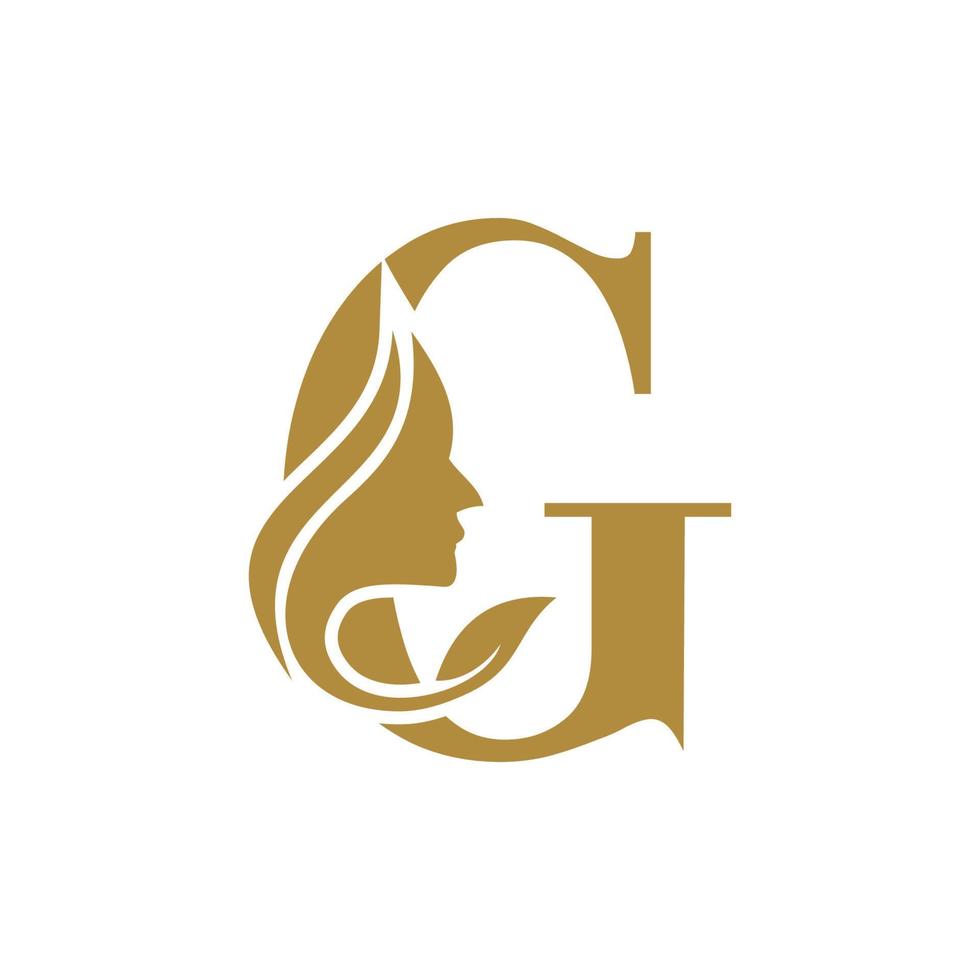 Initial G face beauty logo design templates vector