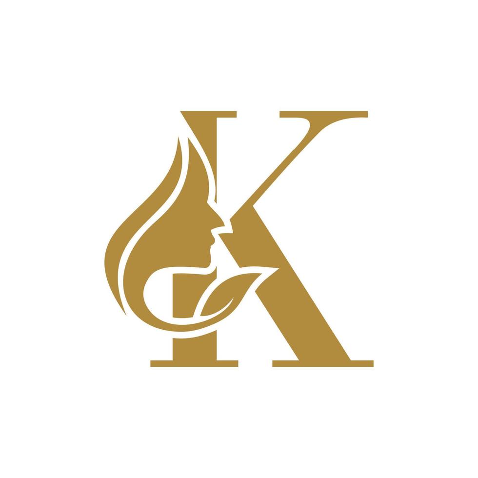 Initial K face beauty logo design templates vector