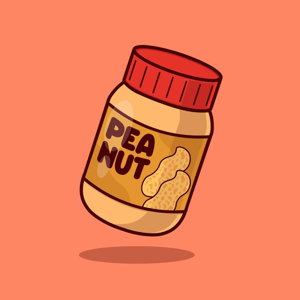 Floating peanut jam cartoon vector icon illustration