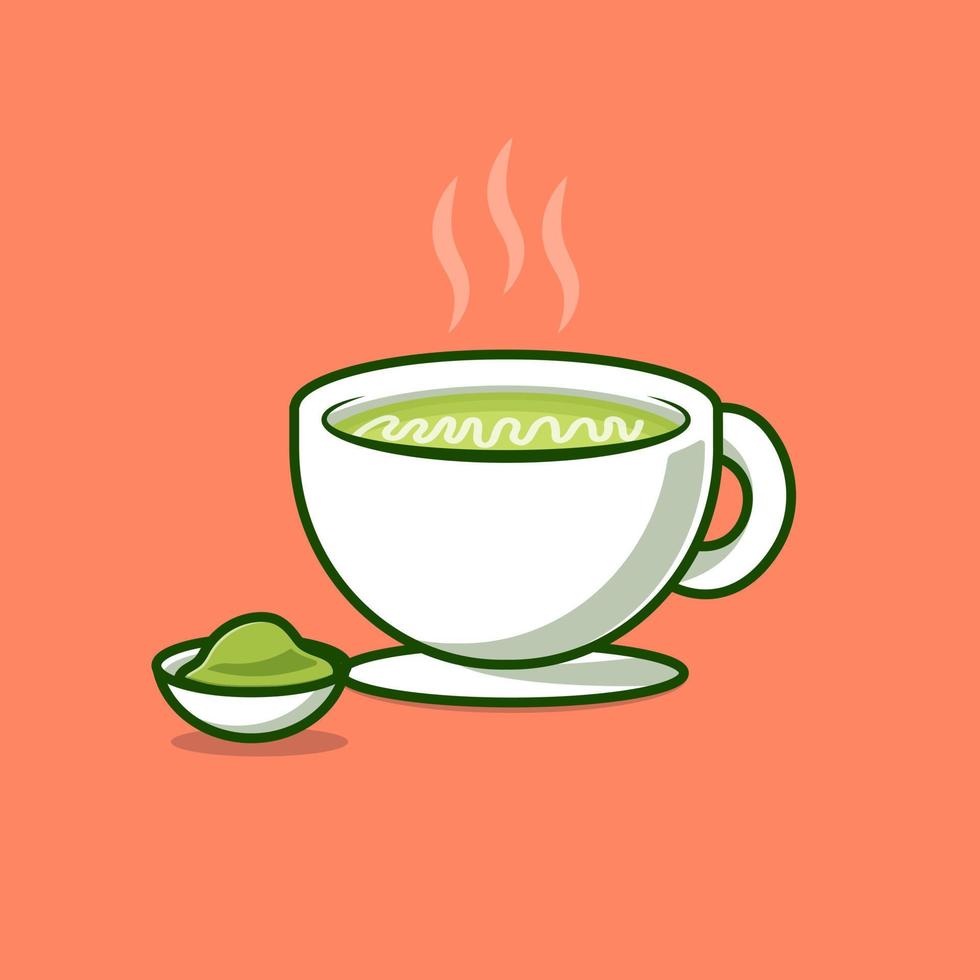 Matcha latte cartoon vector icon illustration