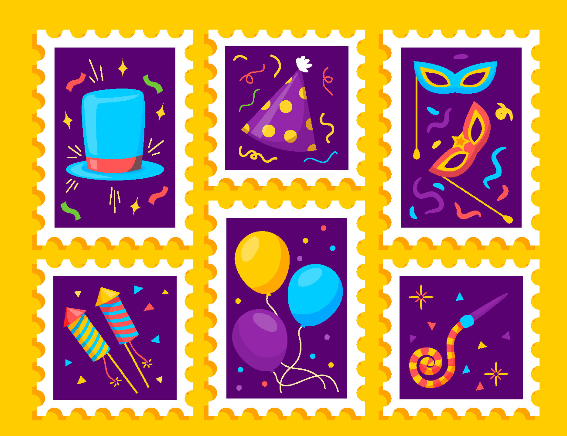 New Year Stamp Collection 16102928 Vector Art at Vecteezy