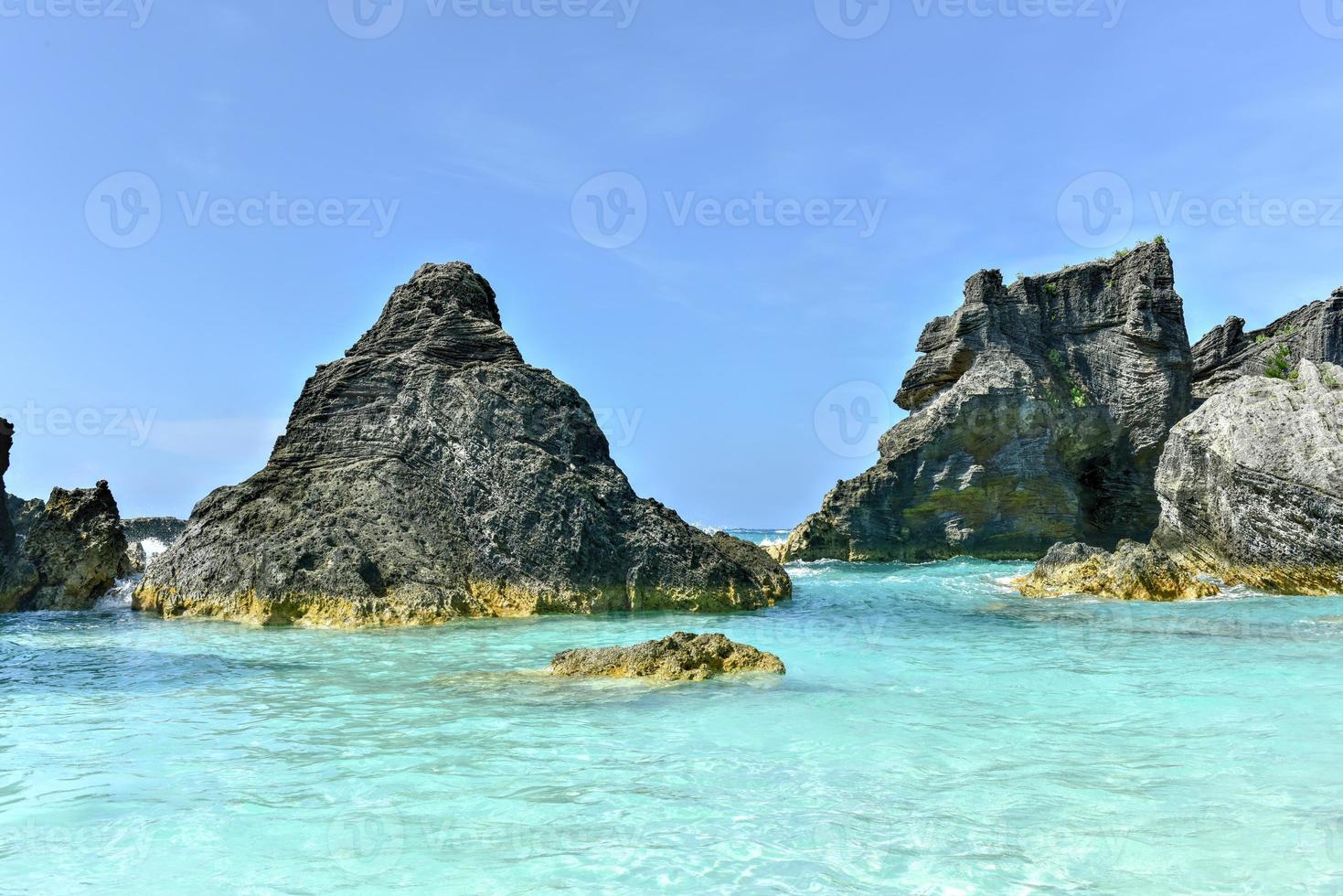 Crystal clear waters of Horseshoe Bay Cove in Bermuda. photo