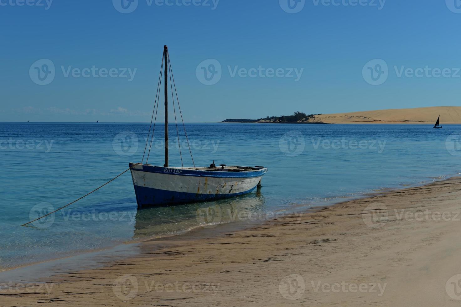 Boat on the shores of Bazaruto Island, Mozambique photo