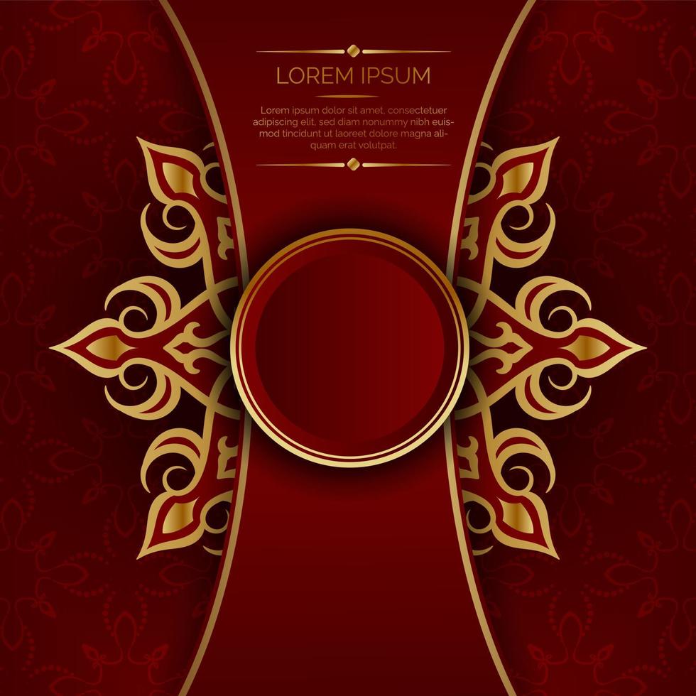 Red luxury background  with mandala ornament vector
