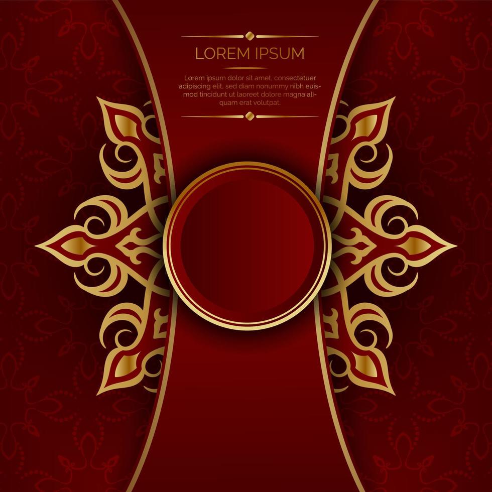 fondo de lujo rojo con adorno de mandala vector