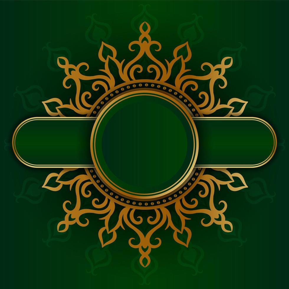 fondo de lujo verde con adorno de mandala vector