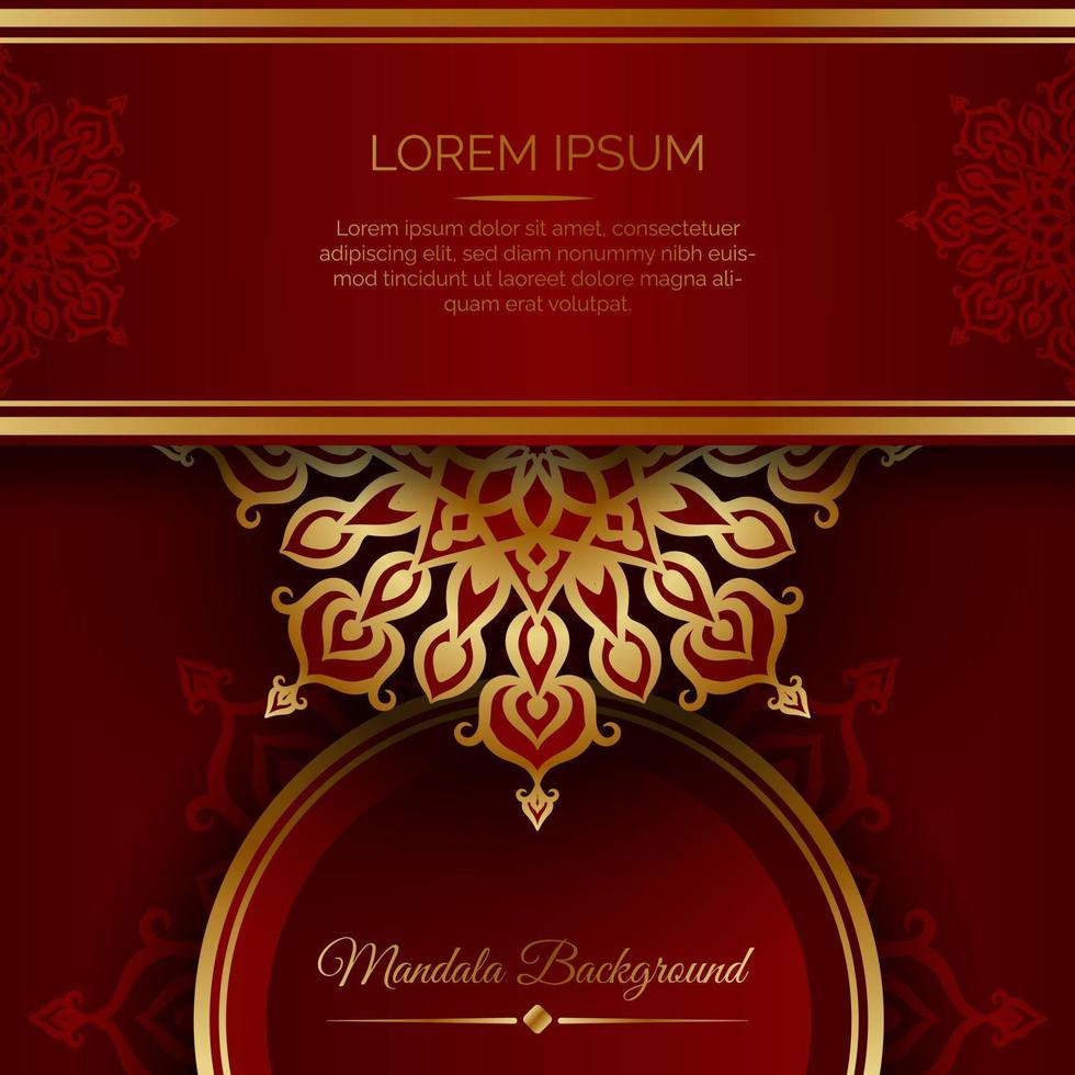 Red luxury background  with mandala ornament vector