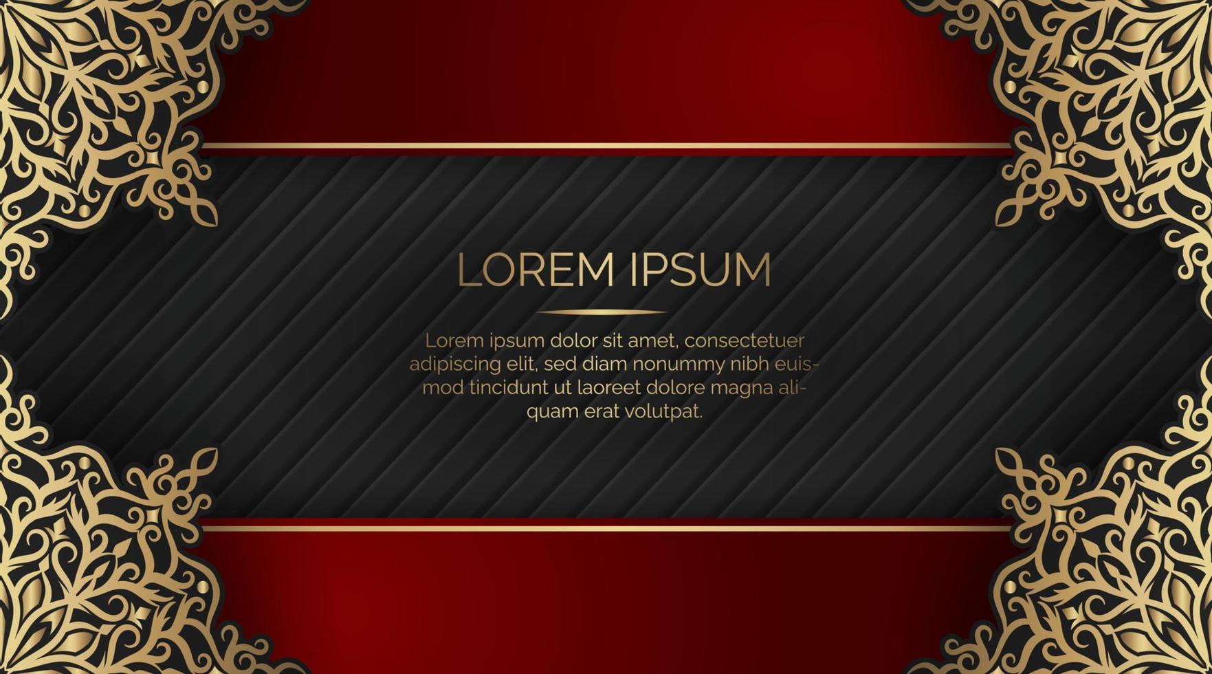 Red luxury background  with mandala ornament vector