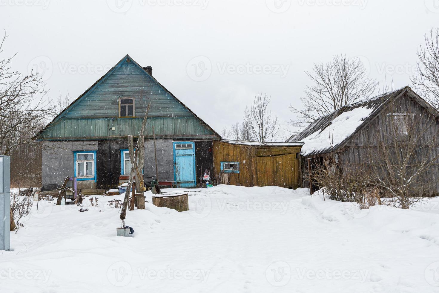 Latvian rural village landscape in Latgale in winter photo