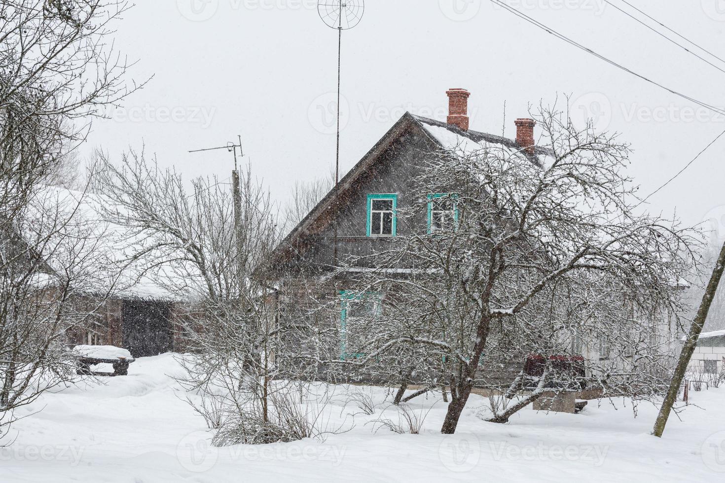 Latvian rural village landscape in Latgale in winter photo