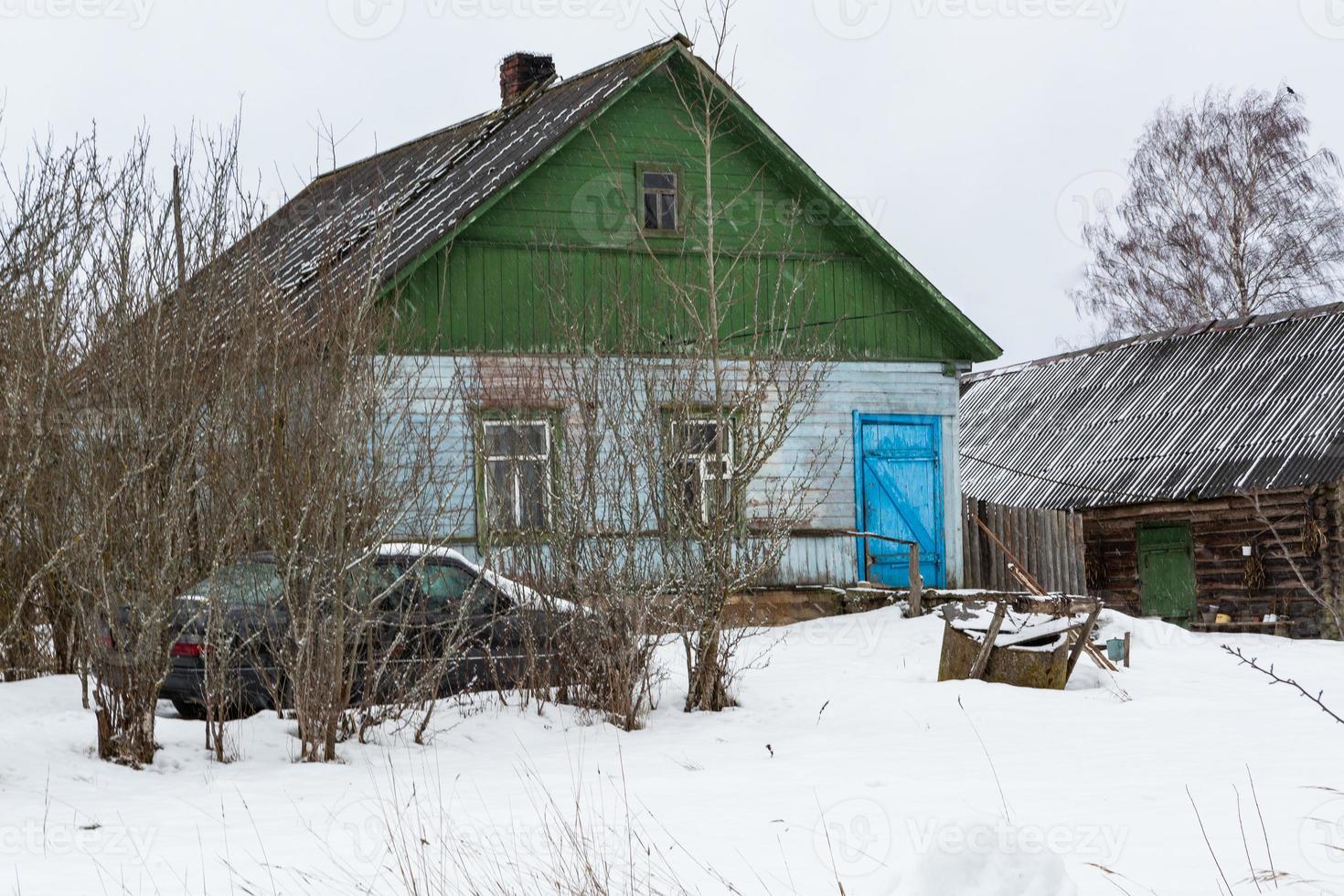 Latvian rural village landscape in Latgale in winter photo