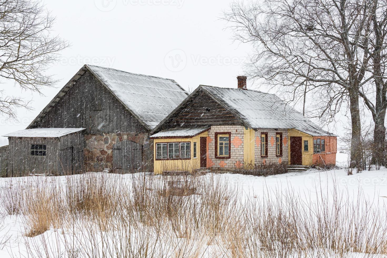 Latvian rural village landscape in Latgale in winter photo