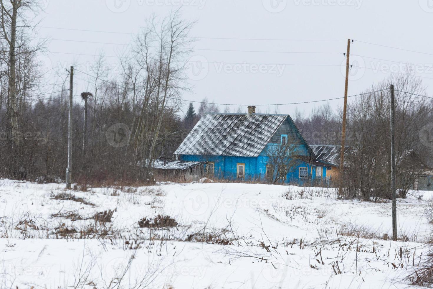 Latvian rural village landscape in Latgale in winter photo