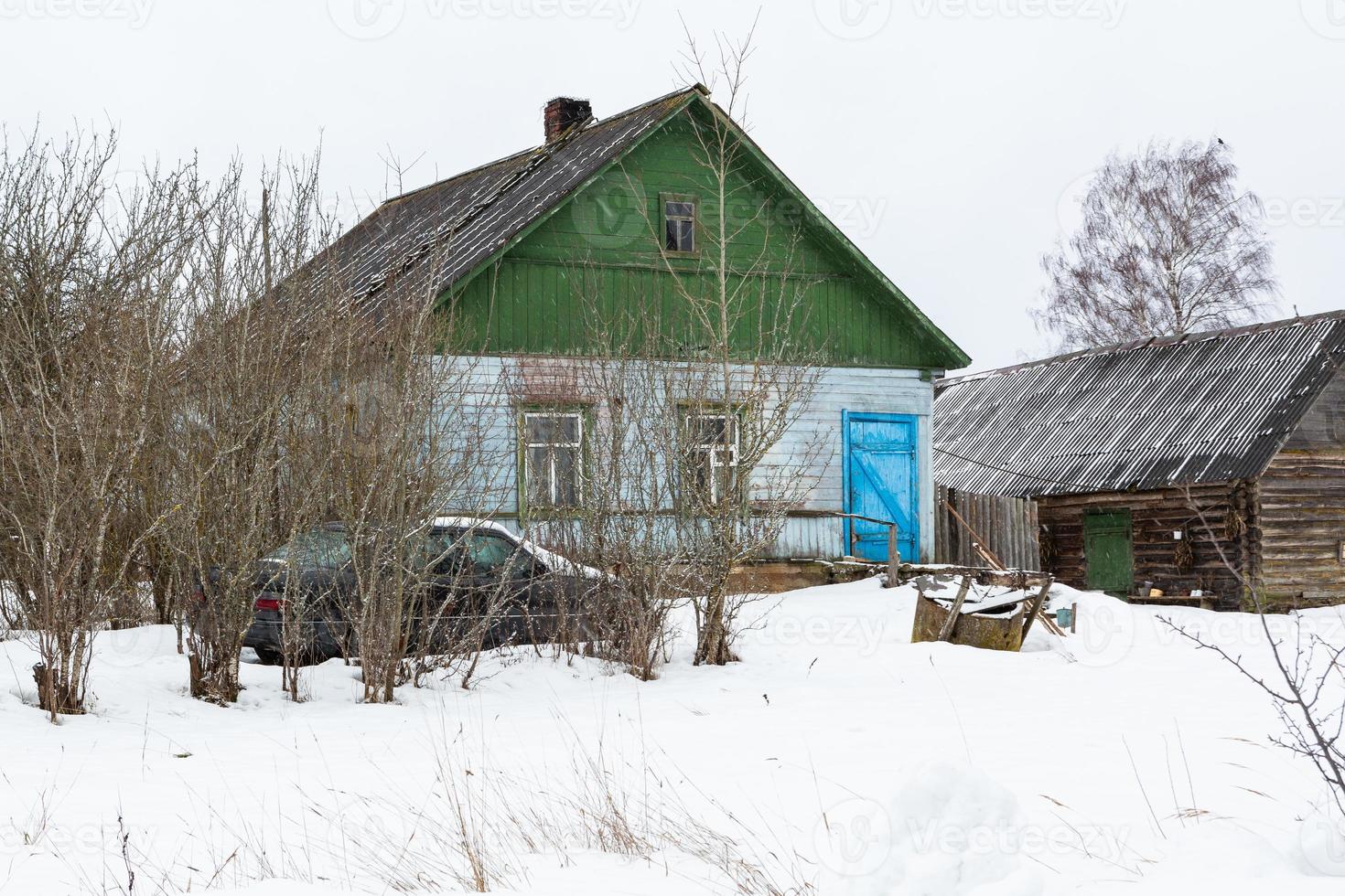 Latvian rural village landscape in Latgale in winter photo