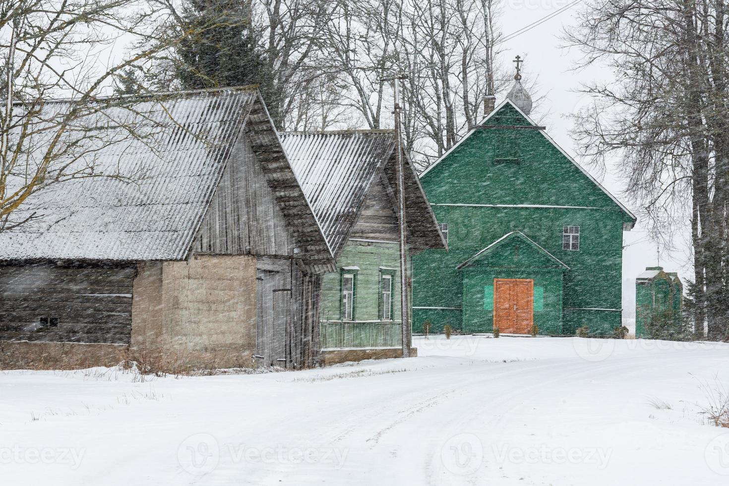 Latvian rural village landscape in Latgale in winter photo