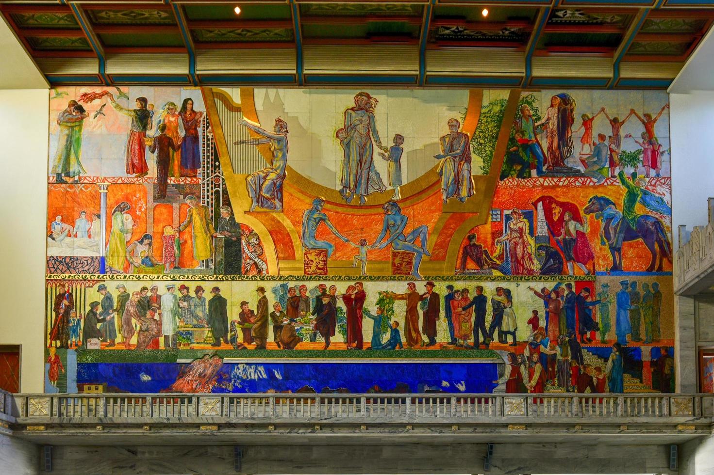 Oslo City Hall houses the city council, city administration, and art studios and galleries, 2022 photo