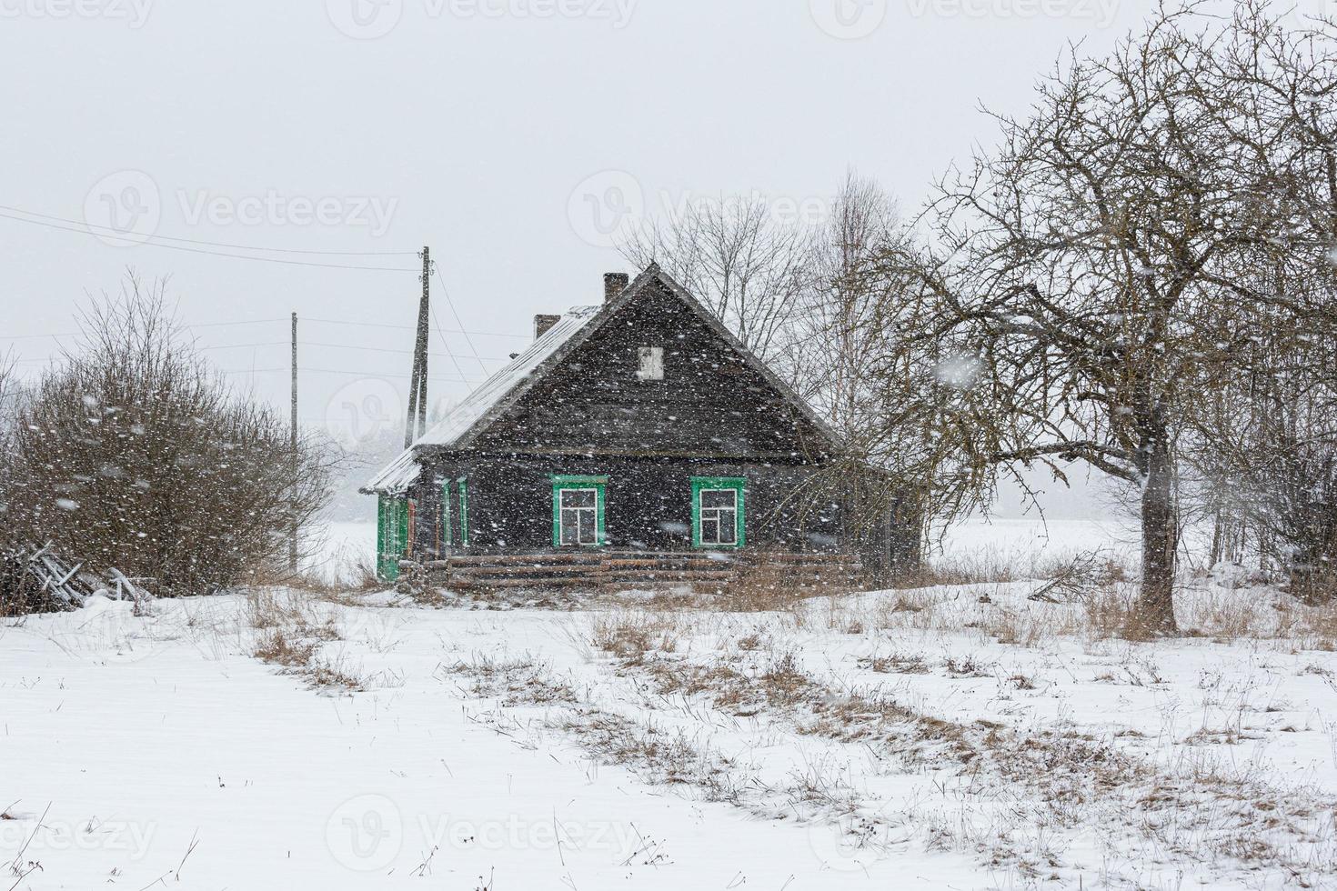 Latvian rural village landscape in Latgale in winter photo