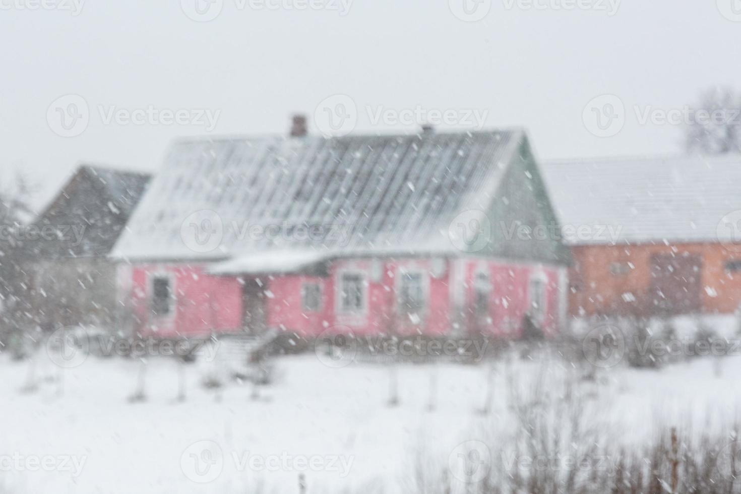 Latvian rural village landscape in Latgale in winter photo