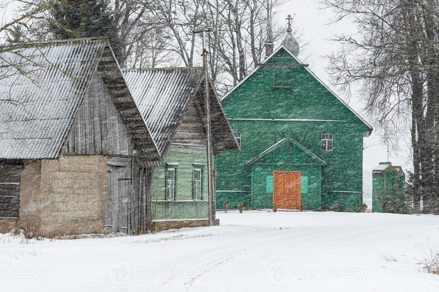 Latvian rural village landscape in Latgale in winter photo