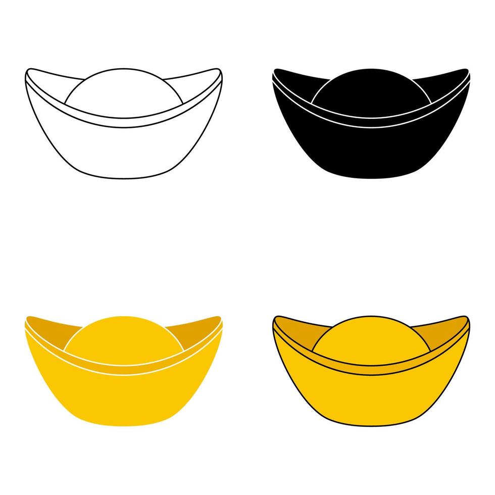 Chinese Gold Ingot in flat style isolated vector