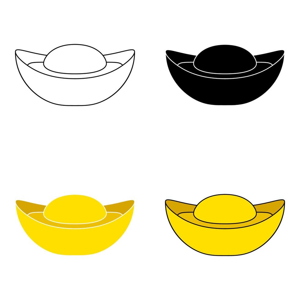 Chinese Gold Ingot in flat style isolated vector