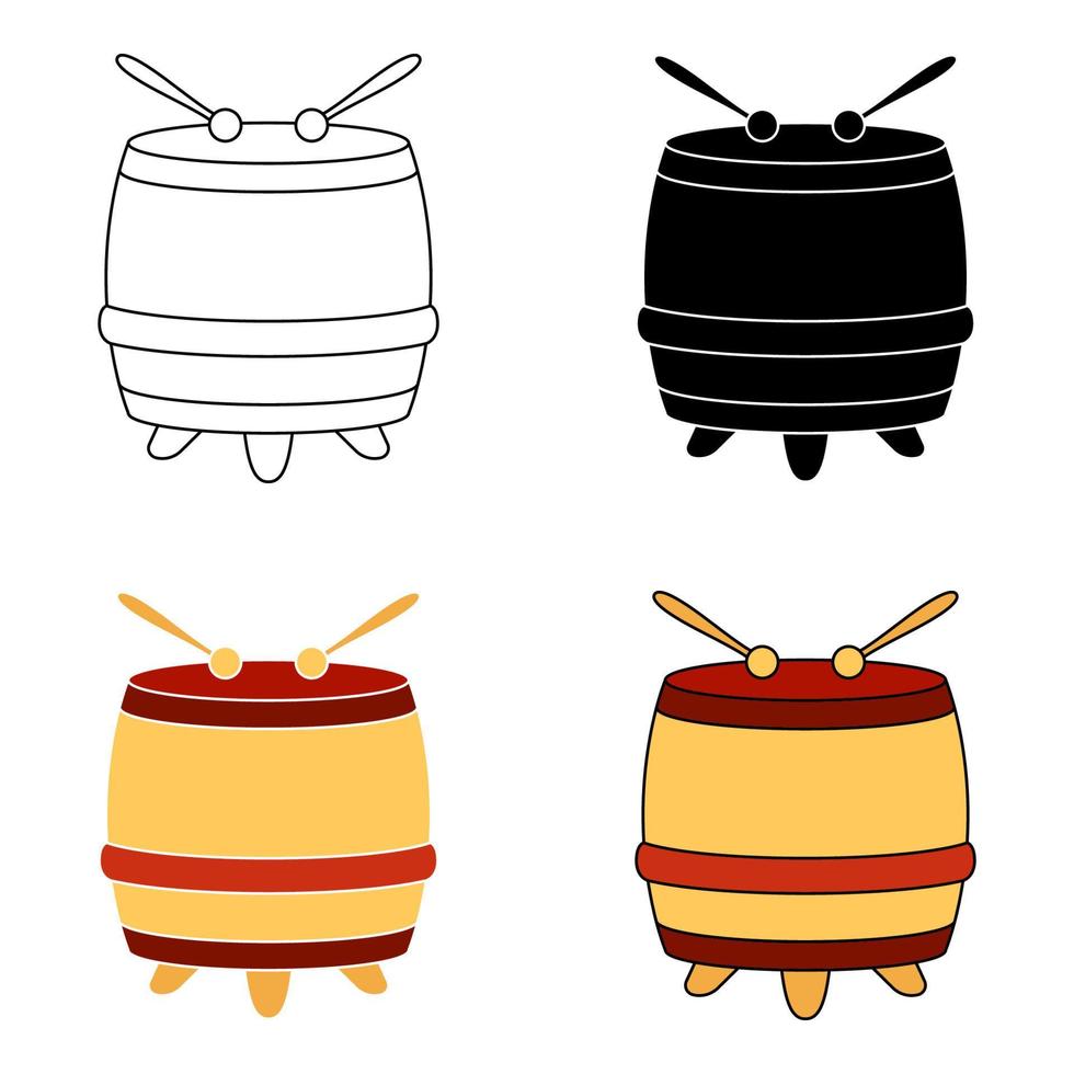 Chinese Drum in flat style isolated vector