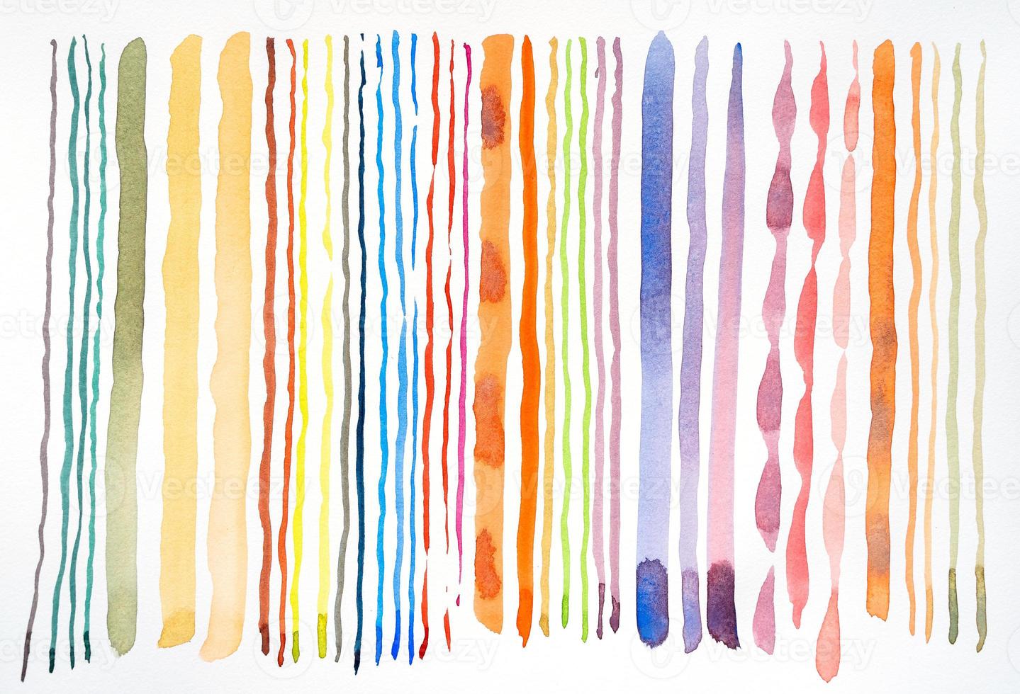 Abstract watercolor lines pattern background. Colorful watercolor painted brush strokes on white. photo