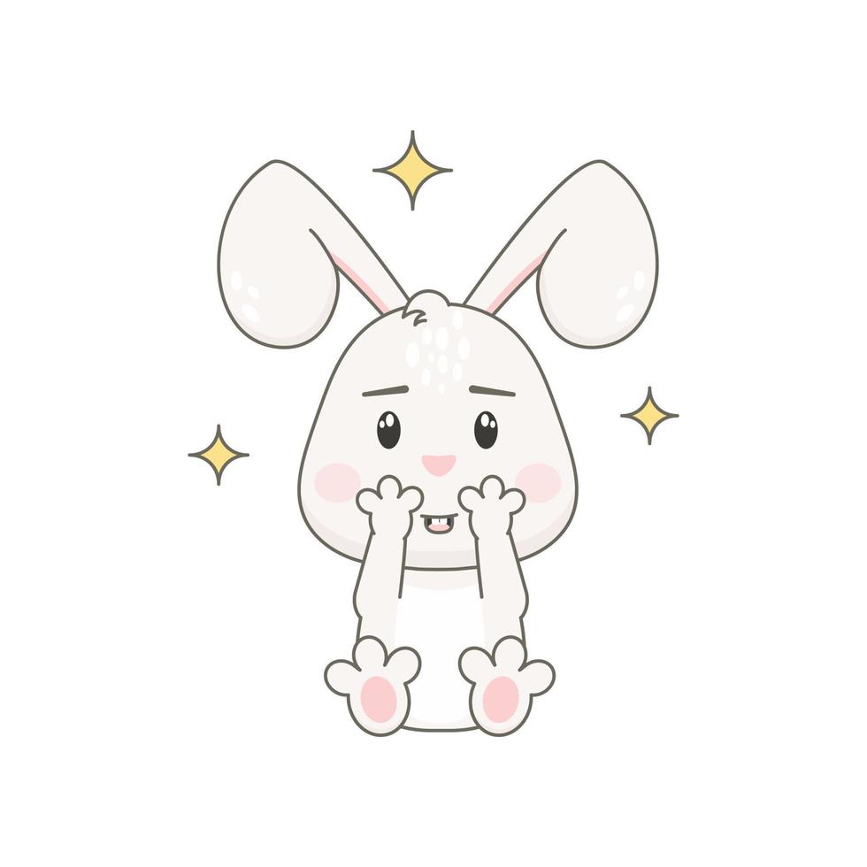 Cute rabbit character isolated on white. Bunny vector illustration.