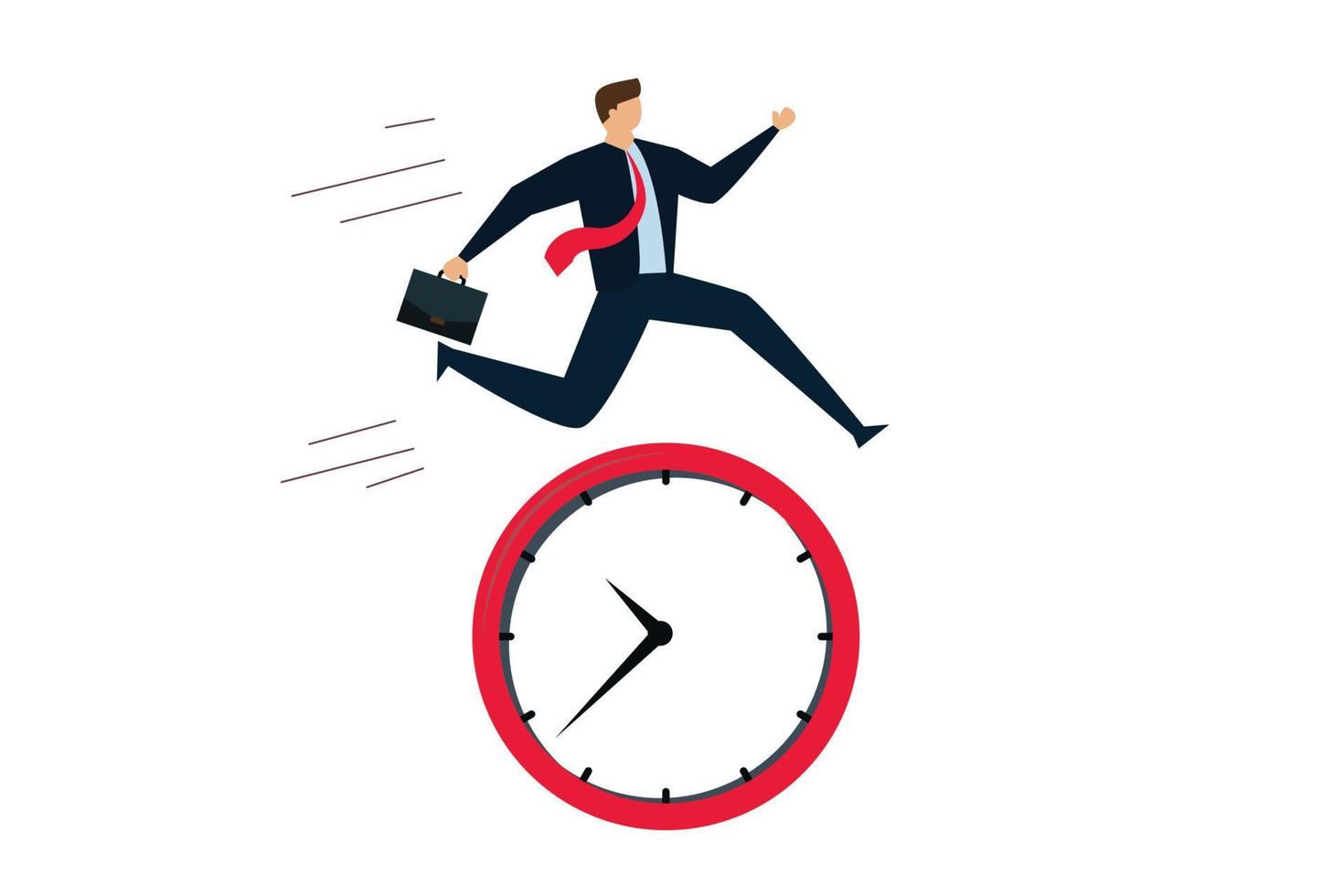 Smart time management, businessman employee worker jump over time