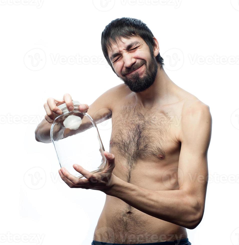 young man posing on white background photo