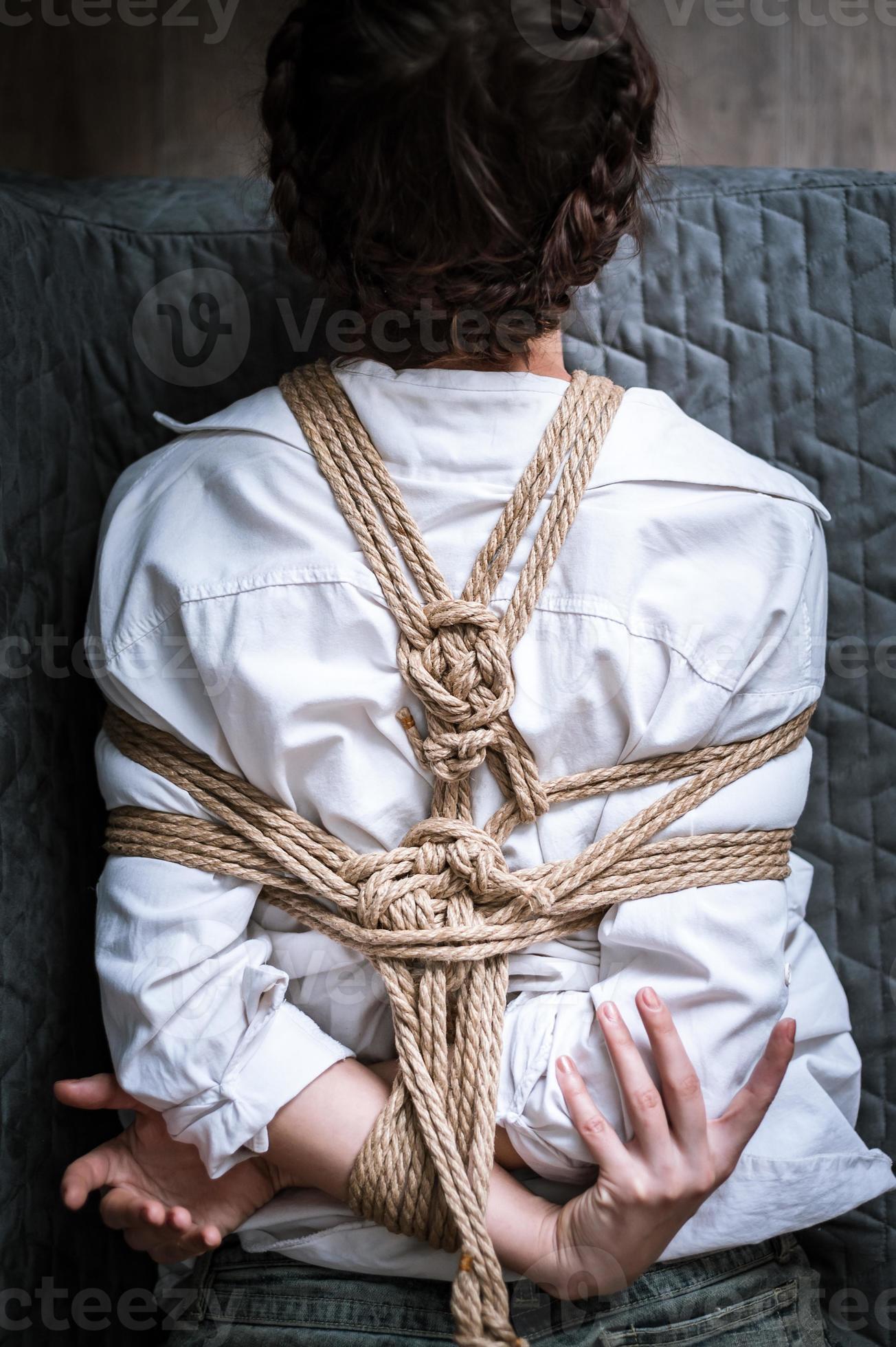 Woman bound with a rope in Japanese technique shibari 16106525 Stock