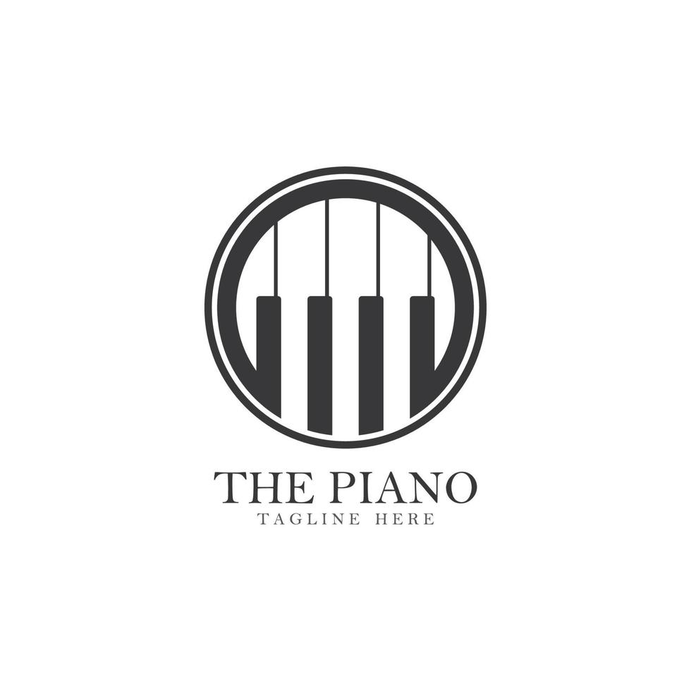 Ilustración de icono de vector de plantilla de logotipo de piano