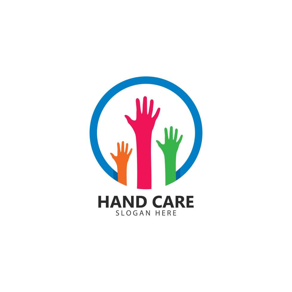 Hand symbol community care logo vector illustration