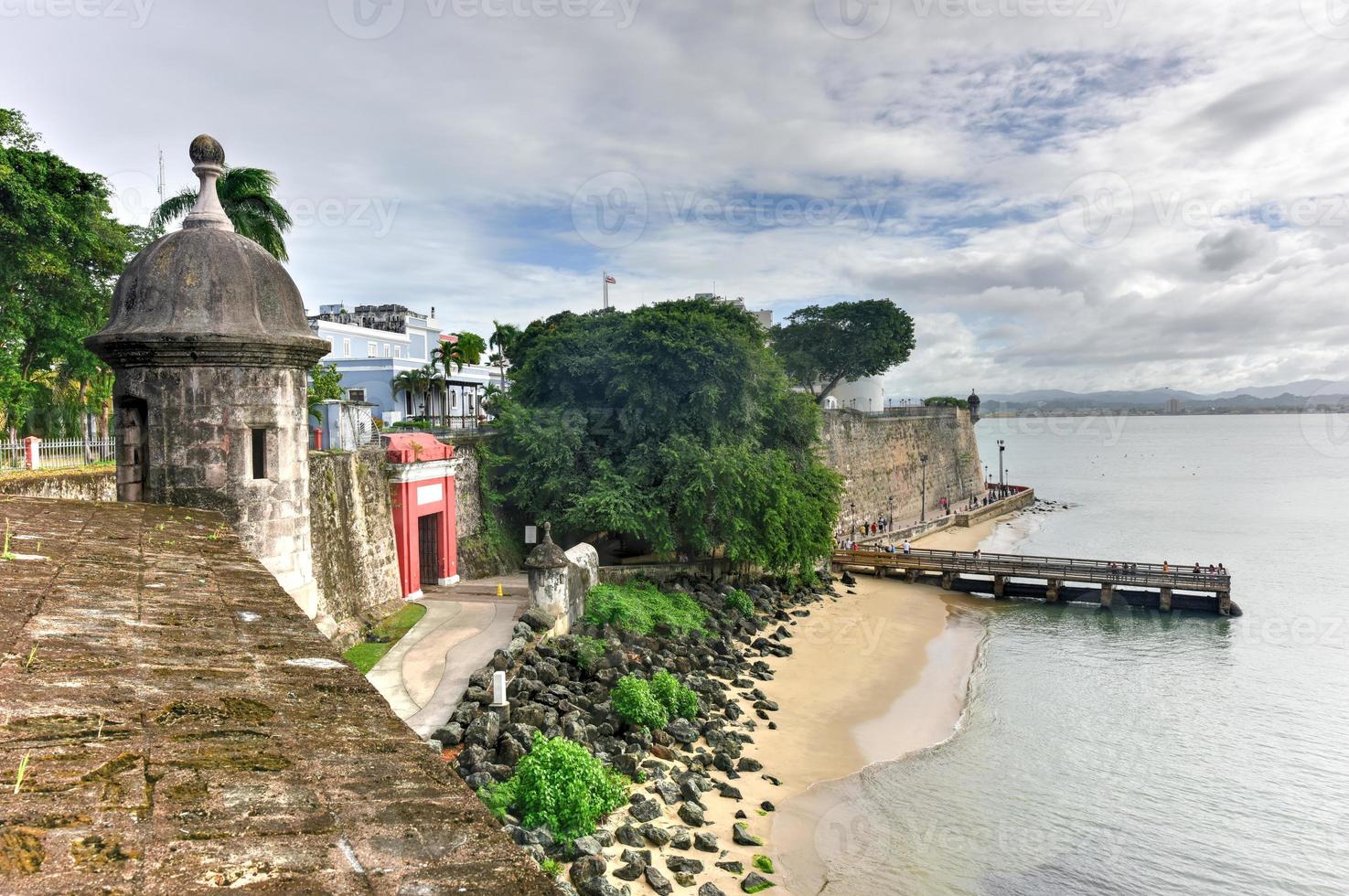 Old San Juan, Puerto Rico coast at Paseo de la Princesa from Plaza de la Rogativa. photo