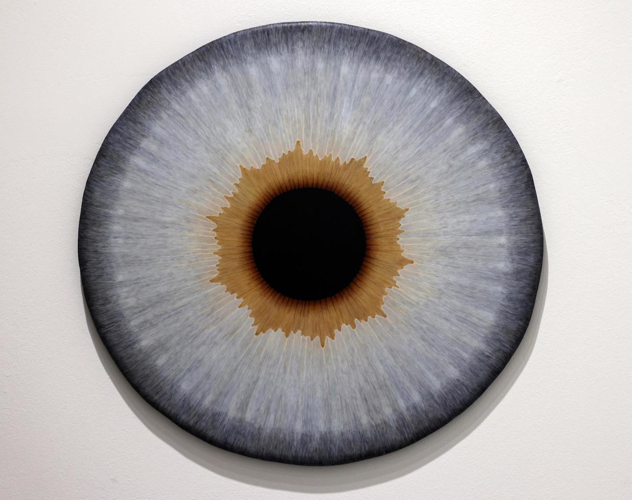 Venice, Italy - Septr 6, 2022. 59th Venice Art Biennale in Venice.A series of eyeball paintings entitled Iris by Swedish artist Ulla Wiggen. Acrylic on panel photo