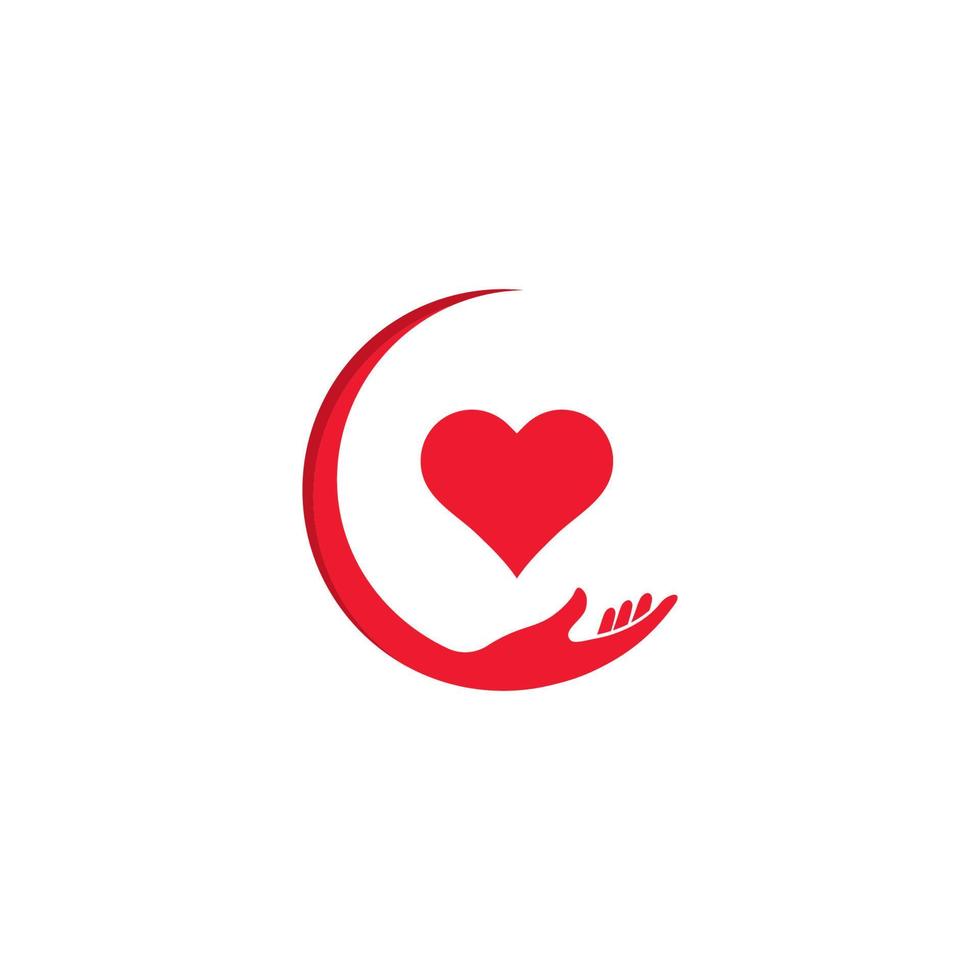 mano sosteniendo corazón amor romance logo vector icono