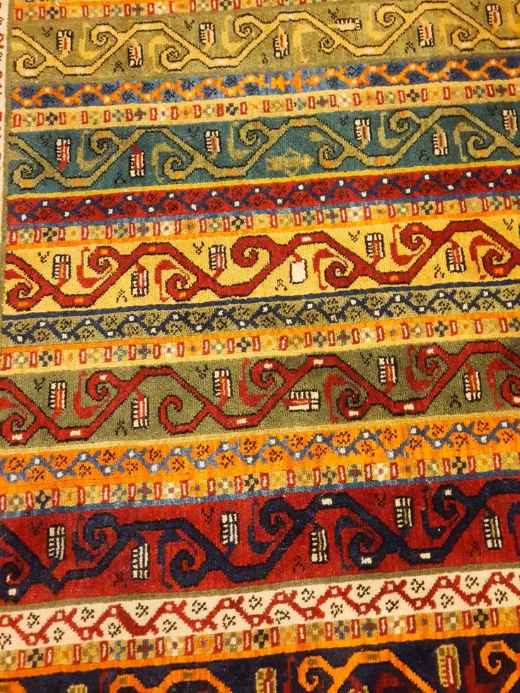Jakarta, Indonesia on July 2022. This is a typical Turkish carpet motif which is hand-woven by Turkish weavers. photo