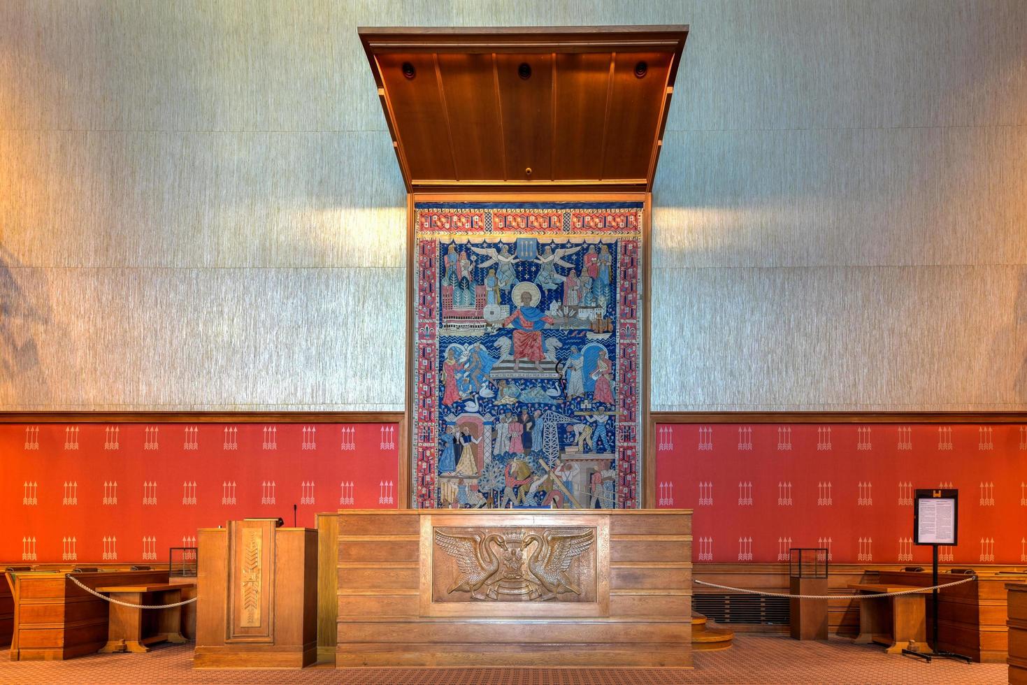 Oslo City Hall houses the city council, city administration, and art studios and galleries, 2022 photo