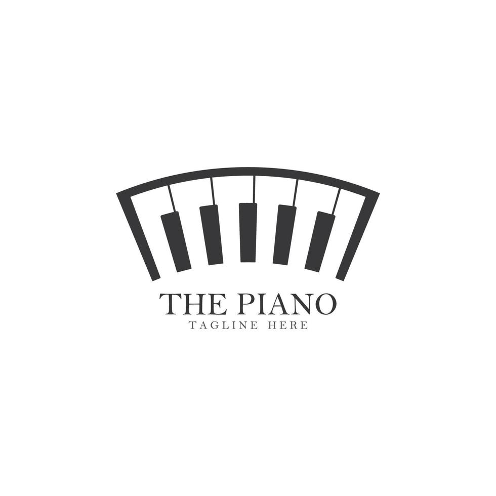 Ilustración de icono de vector de plantilla de logotipo de piano