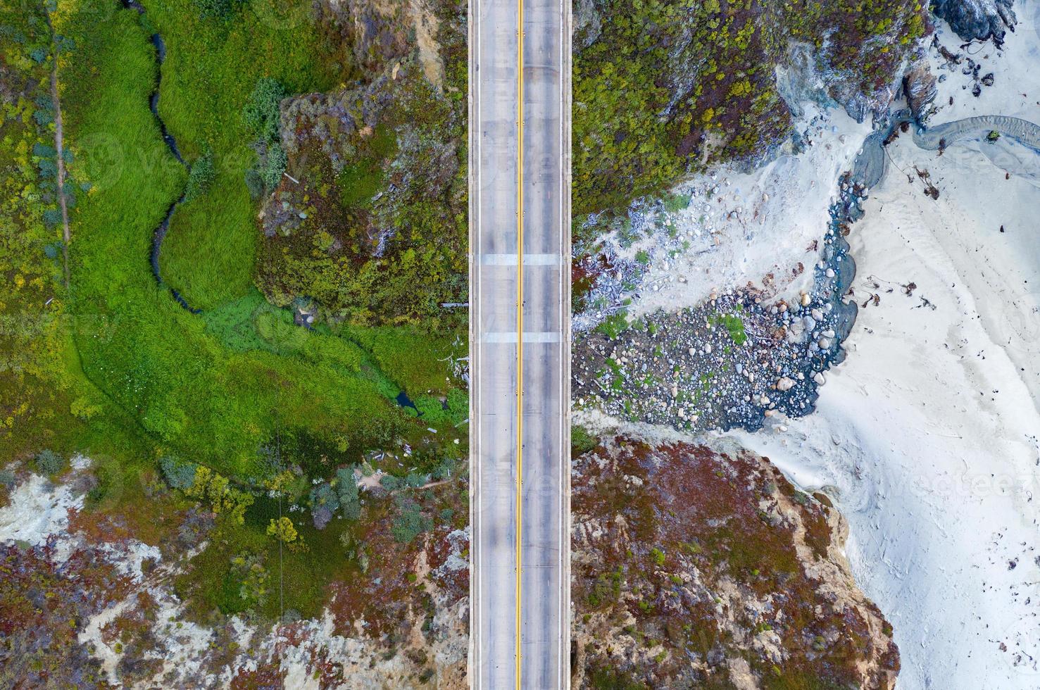 Rocky Creek Bridge, spandrel arch bridge in California, Big Sur in Monterey County, USA photo