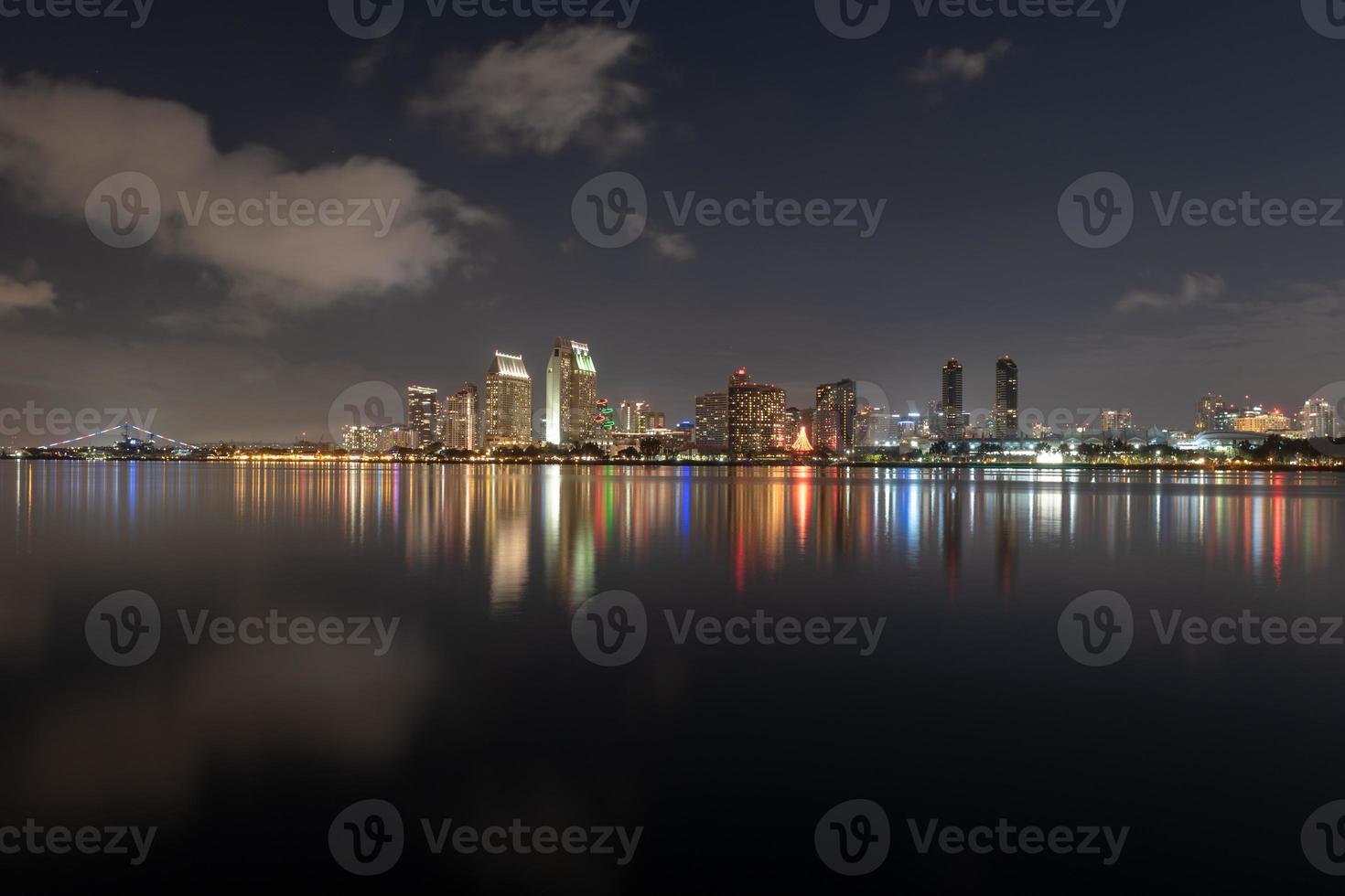 San Diego, California, USA downtown skyline at the Embarcadero at night. photo
