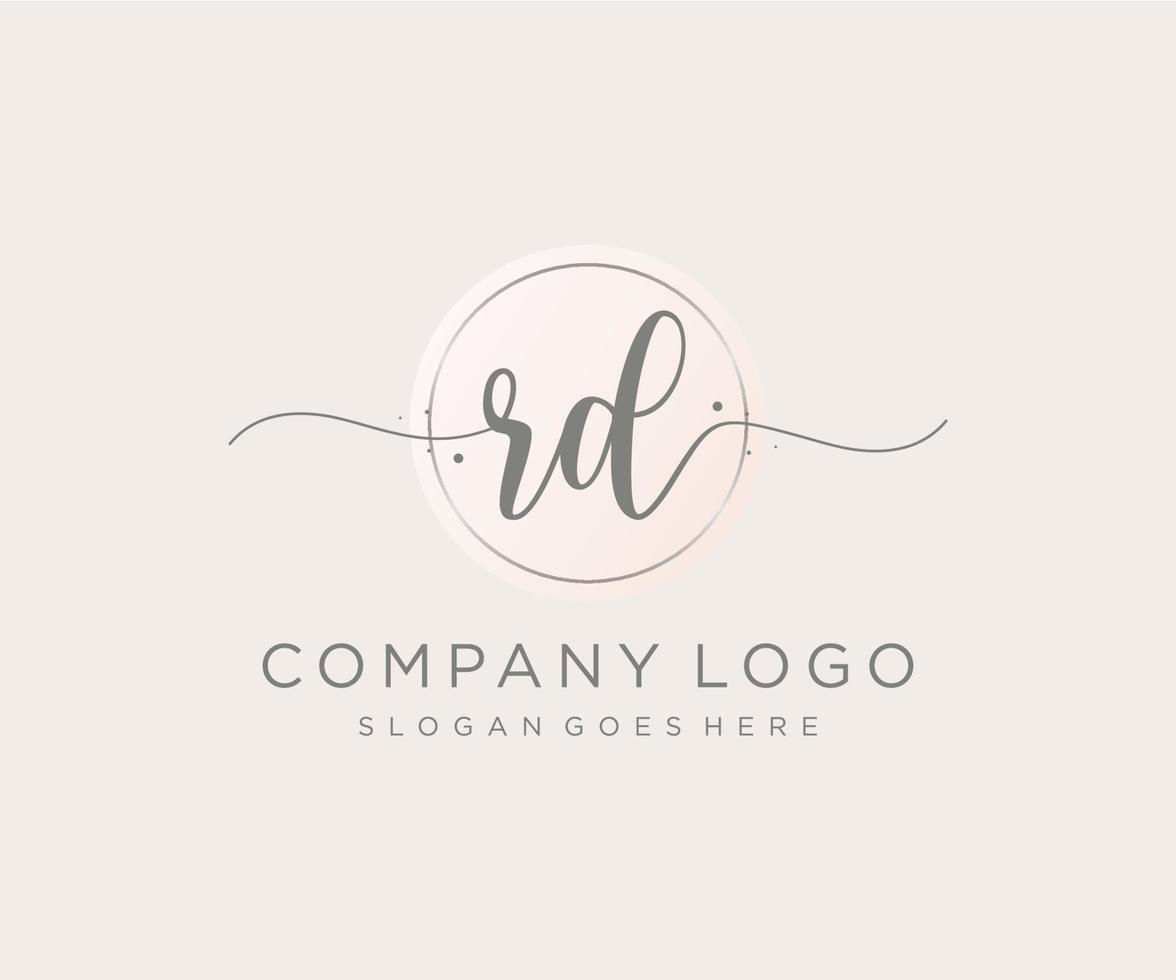 Initial RD feminine logo. Usable for Nature, Salon, Spa, Cosmetic and Beauty Logos. Flat Vector Logo Design Template Element.