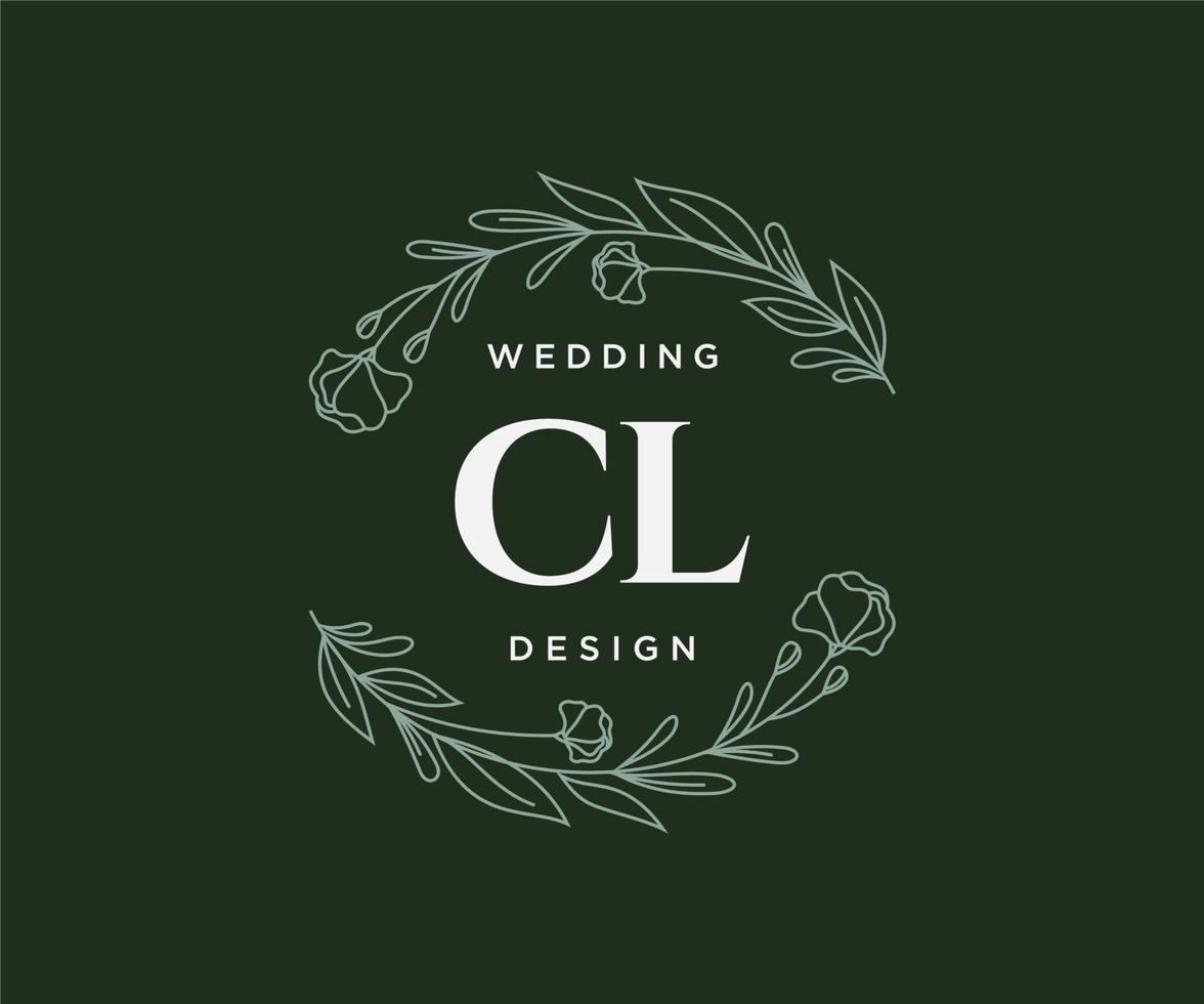 CL Initials letter Wedding monogram logos collection, hand drawn modern minimalistic and floral templates for Invitation cards, Save the Date, elegant identity for restaurant, boutique, cafe in vector